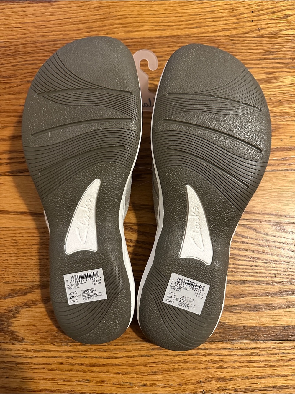 Clarks Women's Gray/Beige Slide Sandals with Grey Footbed - Picture 2 of 5